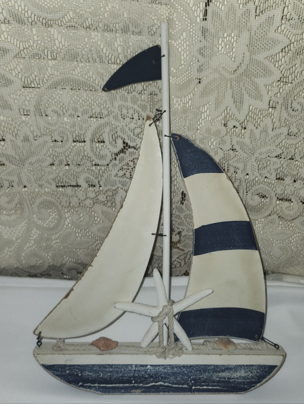 Nautical Striped Sailboat Wall Decor - Blue & White